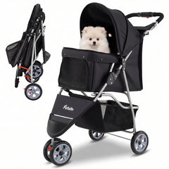 3 Wheel Pet Stroller for Small Dogs Cats up to 33 LBS - view 4
