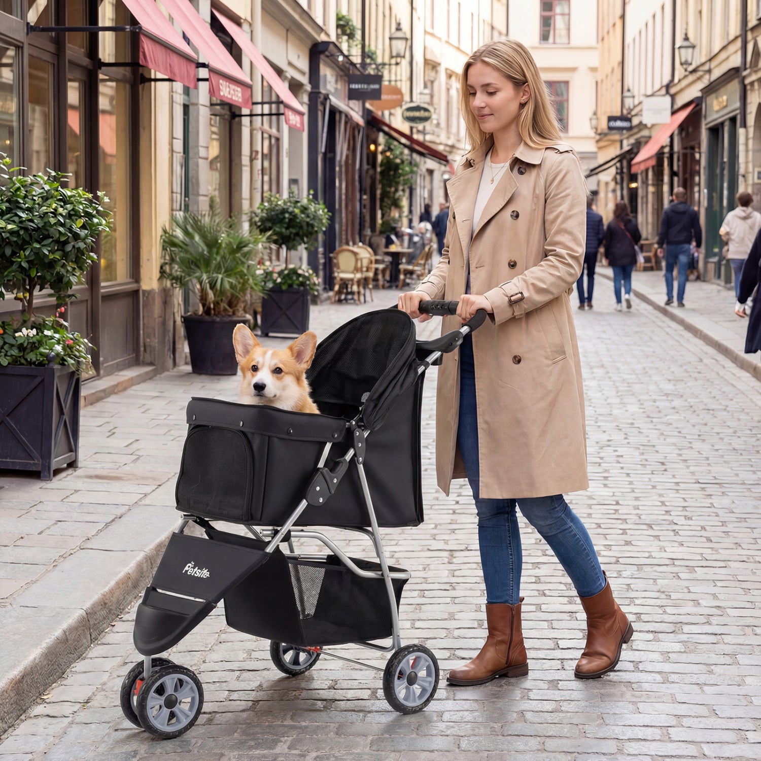 3 Wheel Pet Stroller for Small Dogs Cats up to 33 LBS - view 3