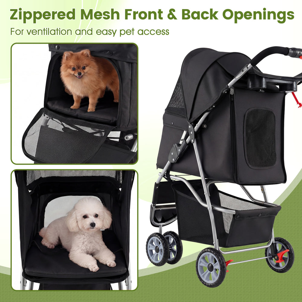 3 Wheel Pet Stroller for Small Dogs Cats up to 33 LBS - view 7