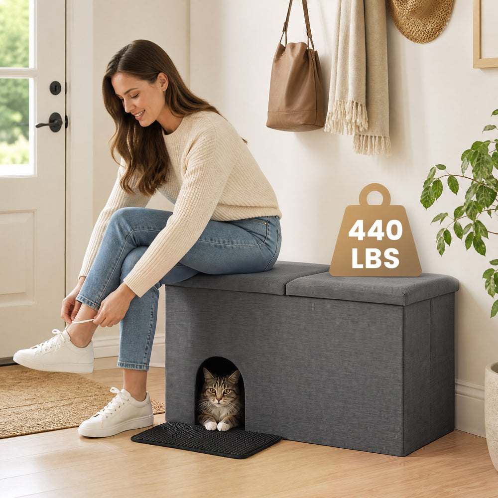 3-in-1 Cat Litter Box Enclosure with Removable & Movable Divider for Pets Cat - view 3