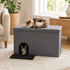 3-in-1 Cat Litter Box Enclosure with Removable & Movable Divider for Pets Cat - view 2
