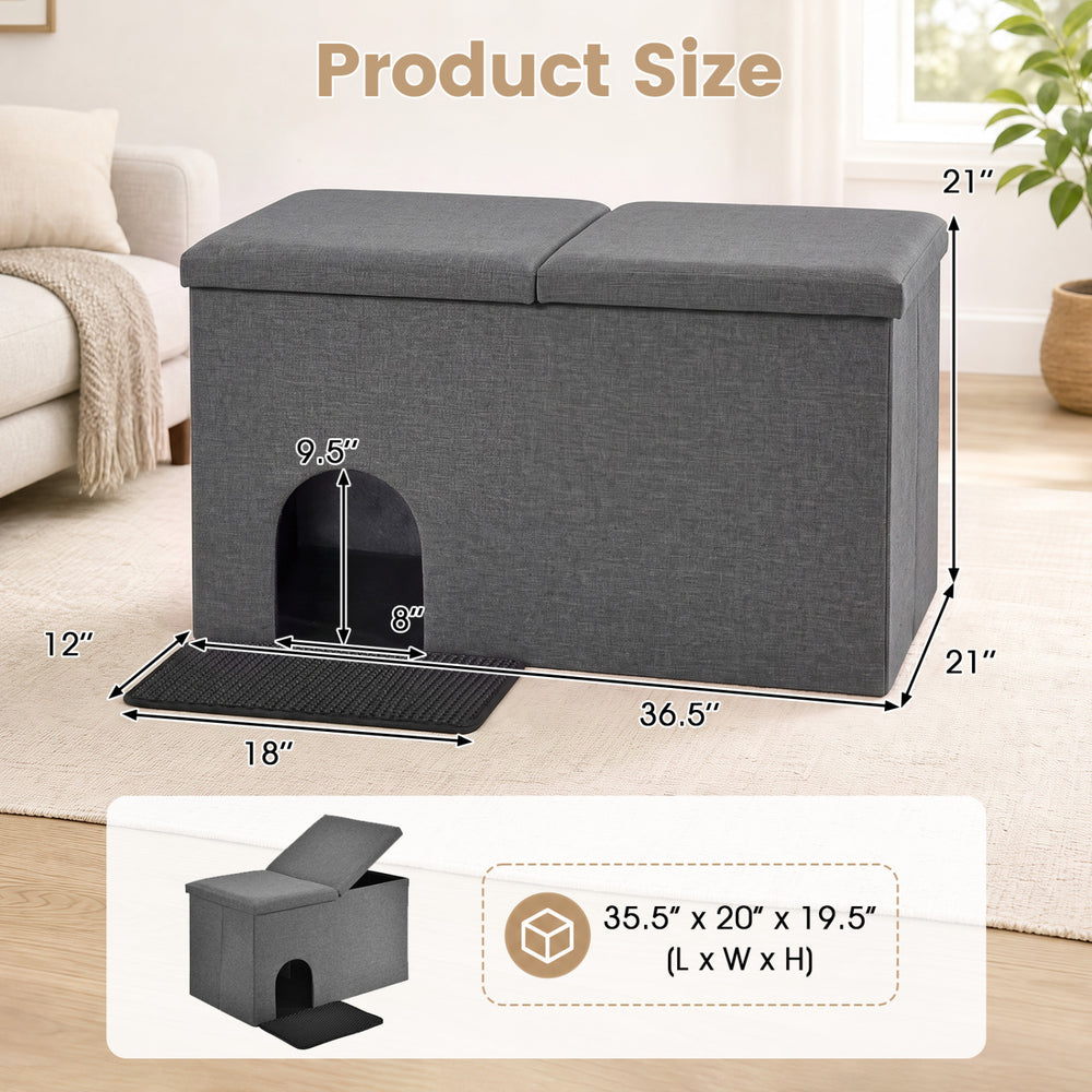 3-in-1 Cat Litter Box Enclosure with Removable & Movable Divider for Pets Cat - view 5