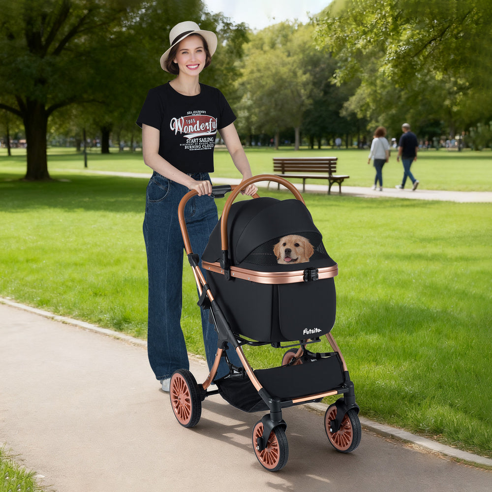 3-in-1 Foldable Pet Stroller with Sun Shade and Safety Belt for up to 55 lbs - view 2