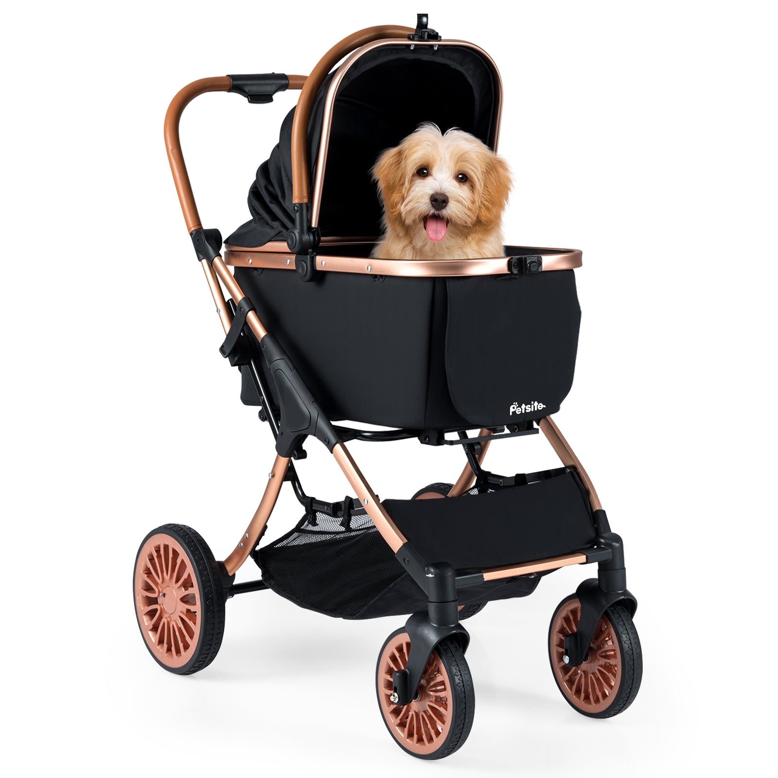 3-in-1 Foldable Pet Stroller with Sun Shade and Safety Belt for up to 55 lbs - view 4