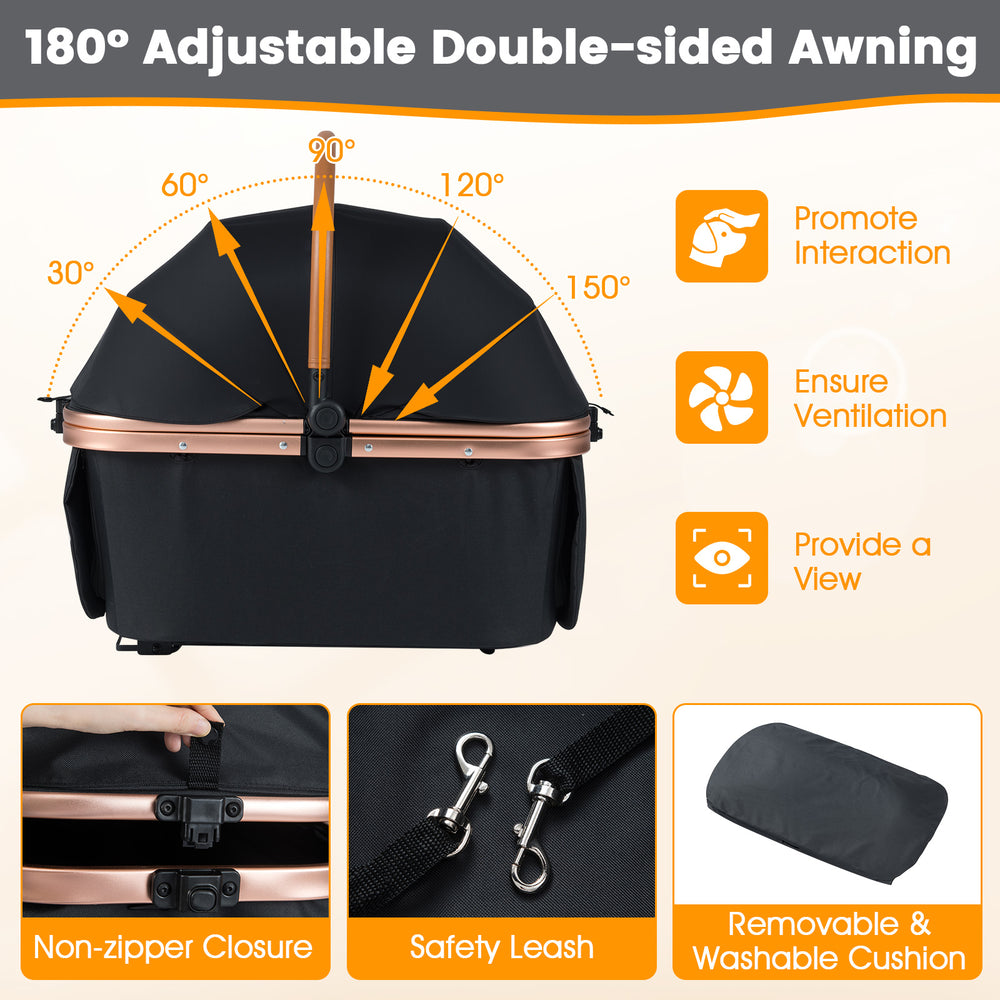 3-in-1 Foldable Pet Stroller with Sun Shade and Safety Belt for up to 55 lbs - view 8
