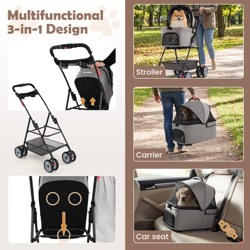 3 in 1 Pet Stroller with Removable Carrier up to 33 lbs - view 5