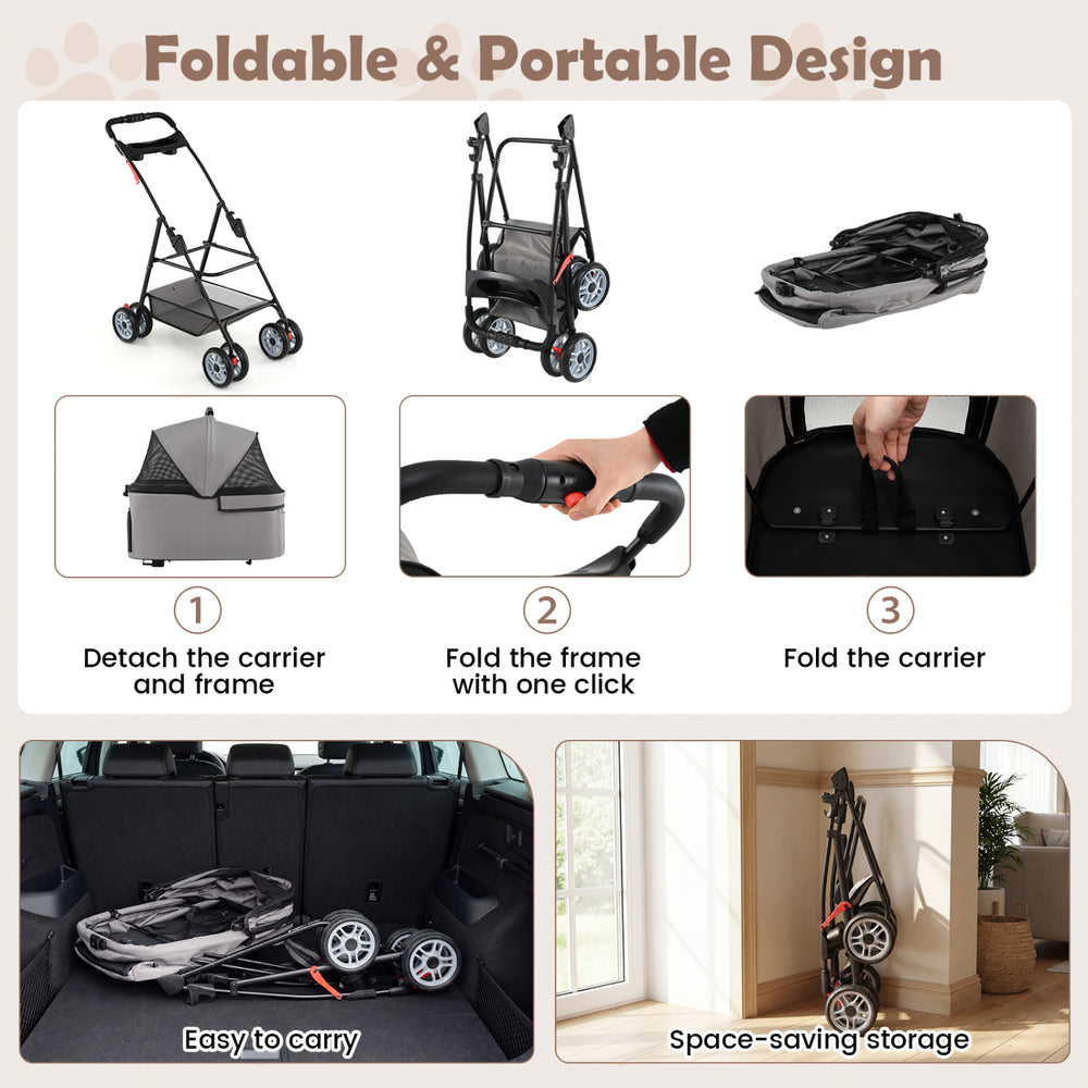 3 in 1 Pet Stroller with Removable Carrier up to 33 lbs - view 7
