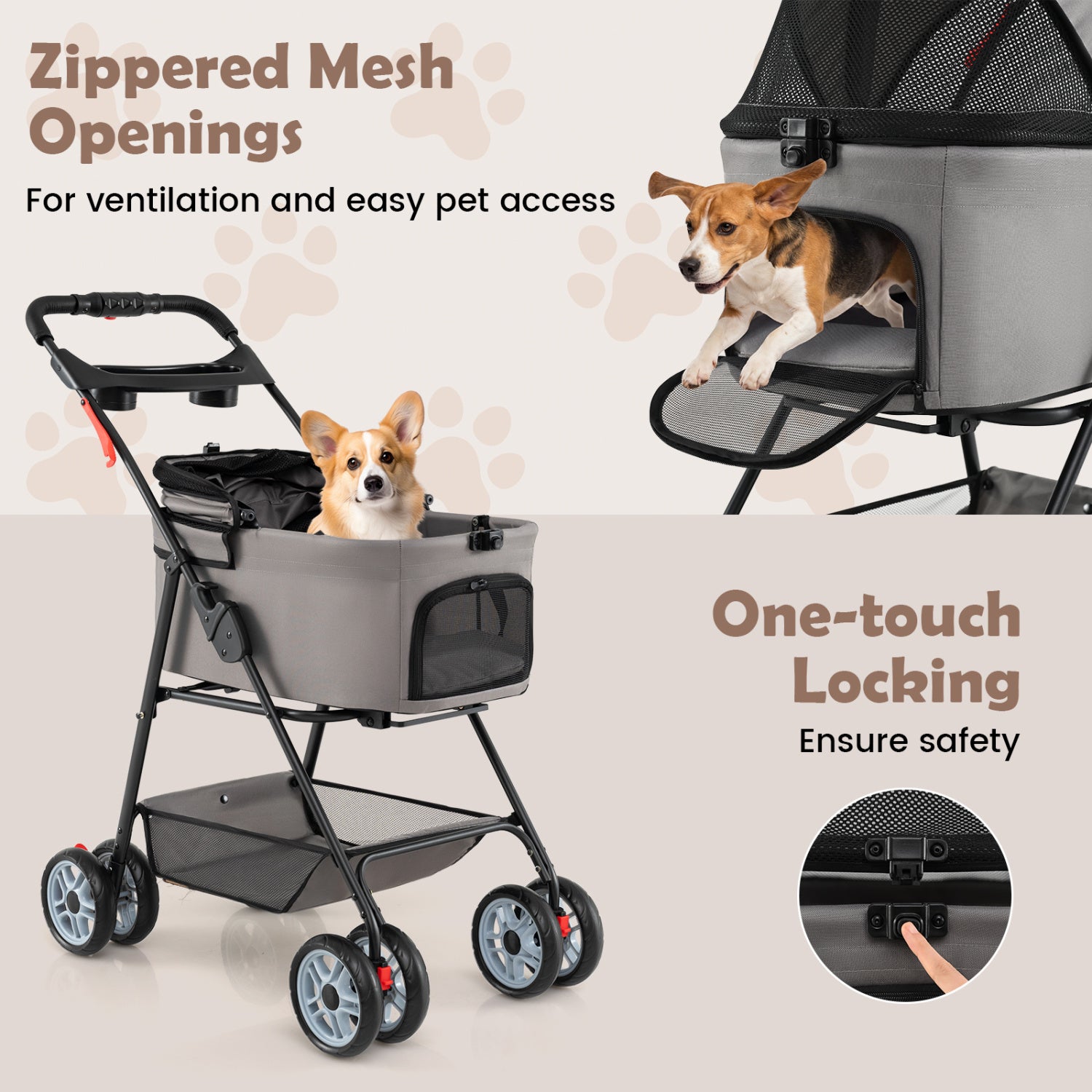 3 in 1 Pet Stroller with Removable Carrier up to 33 lbs - view 8