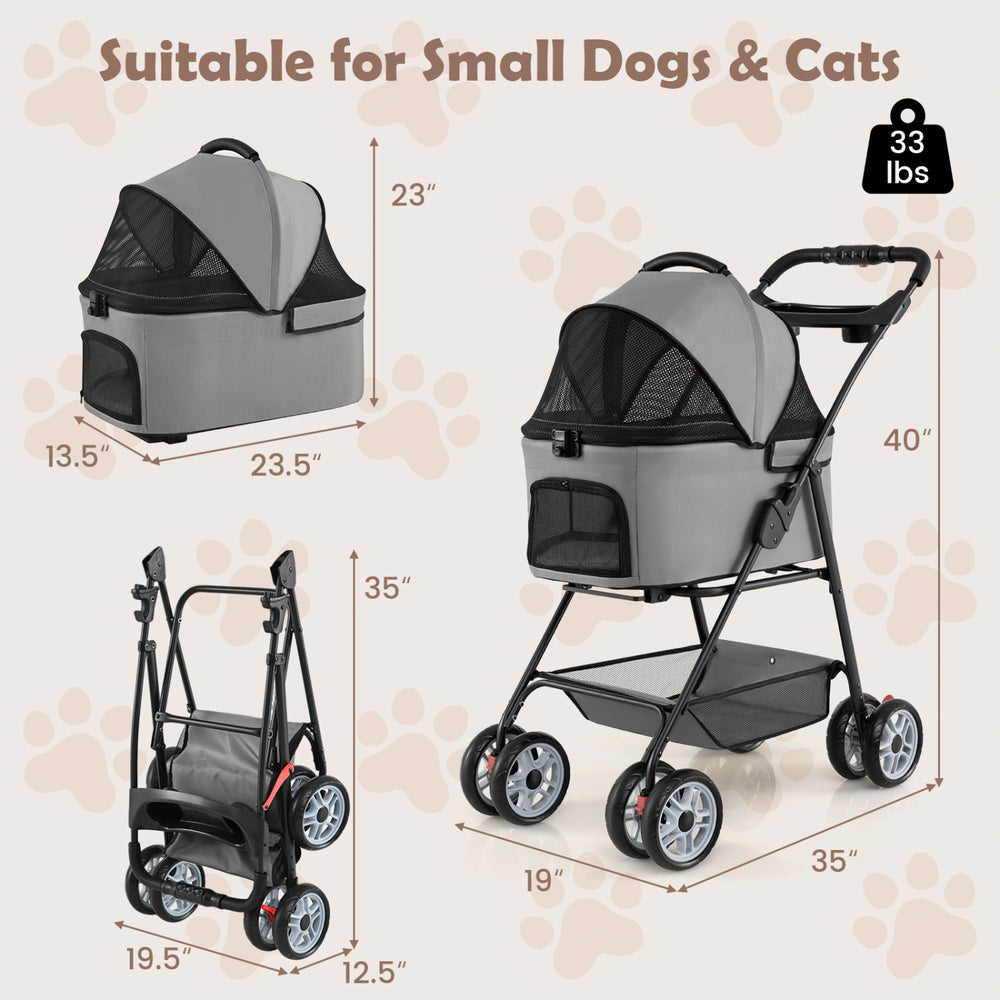 3 in 1 Pet Stroller with Removable Carrier up to 33 lbs - view 4
