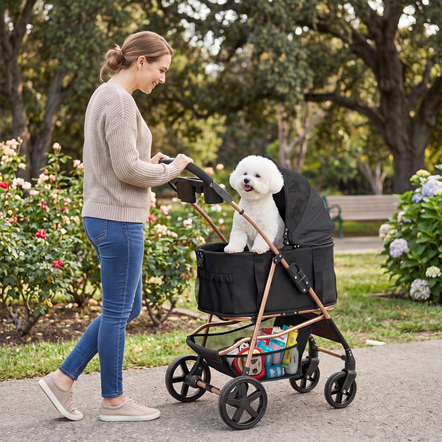3-in-1 Pet Stroller for Small Medium Dogs Foldable with Detachable Carrier - view 2