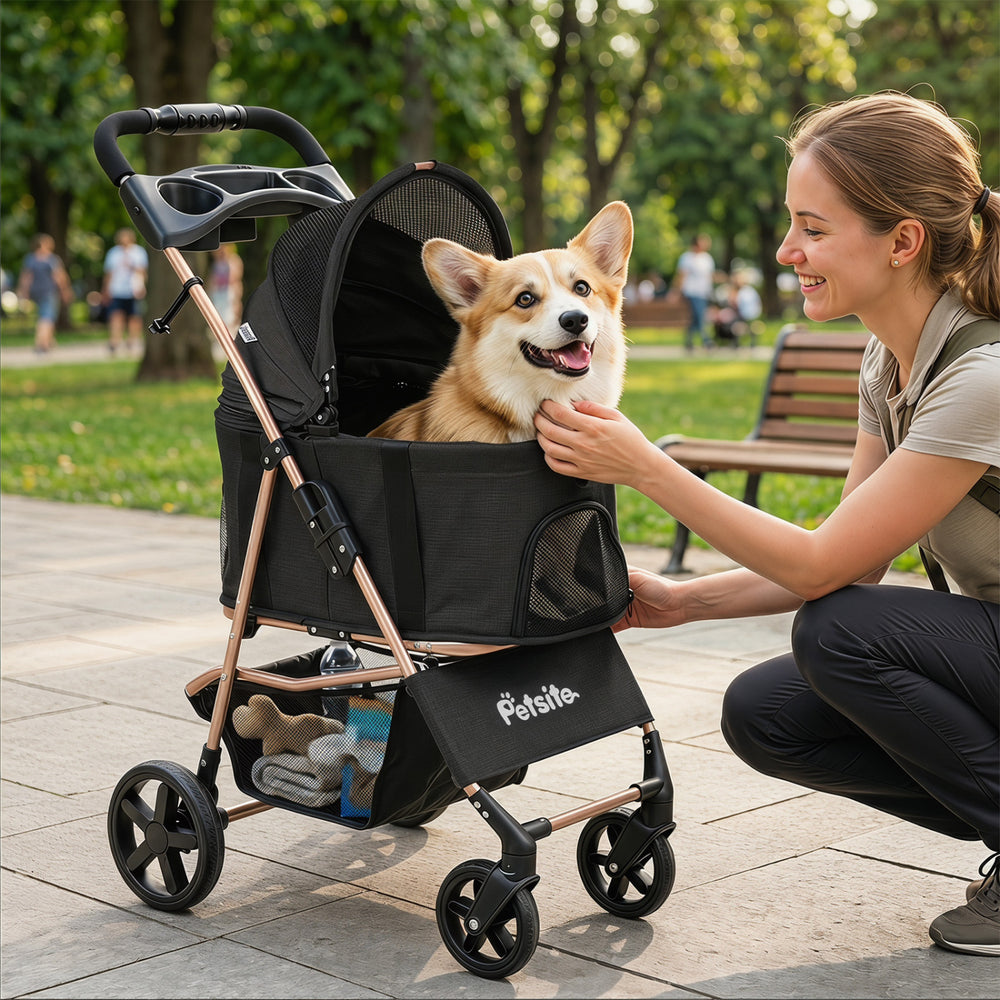 3-in-1 Pet Stroller for Small Medium Dogs Foldable with Detachable Carrier - view 3
