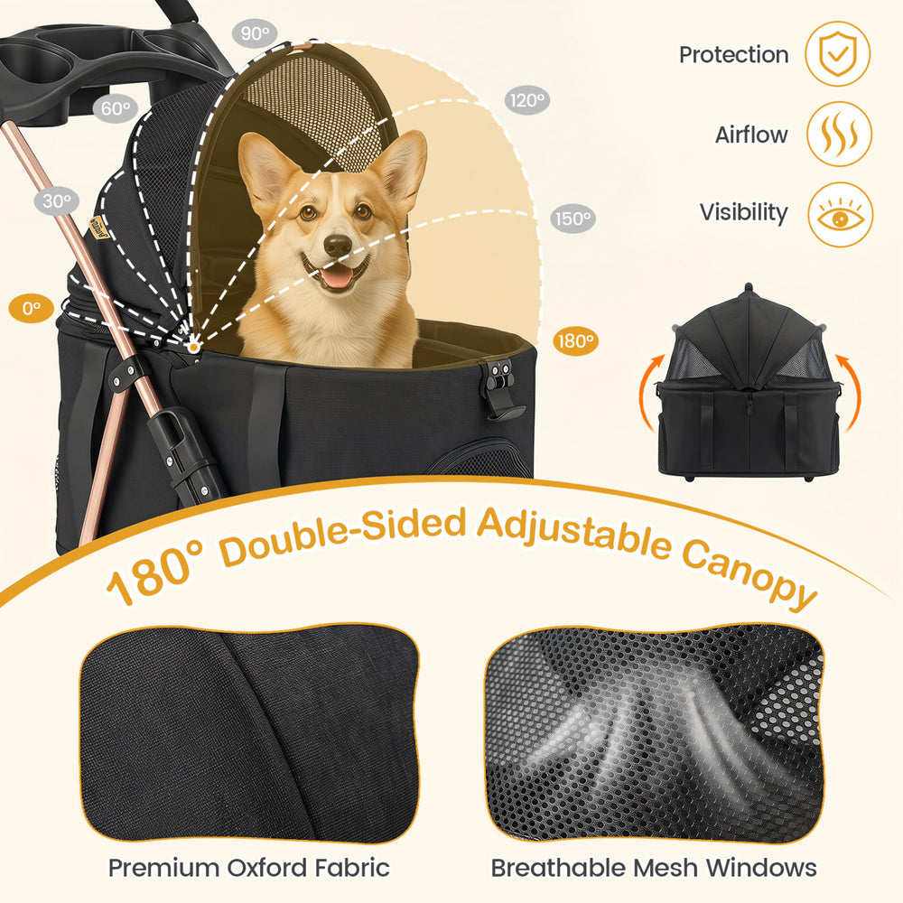 3-in-1 Pet Stroller for Small Medium Dogs Foldable with Detachable Carrier - view 8