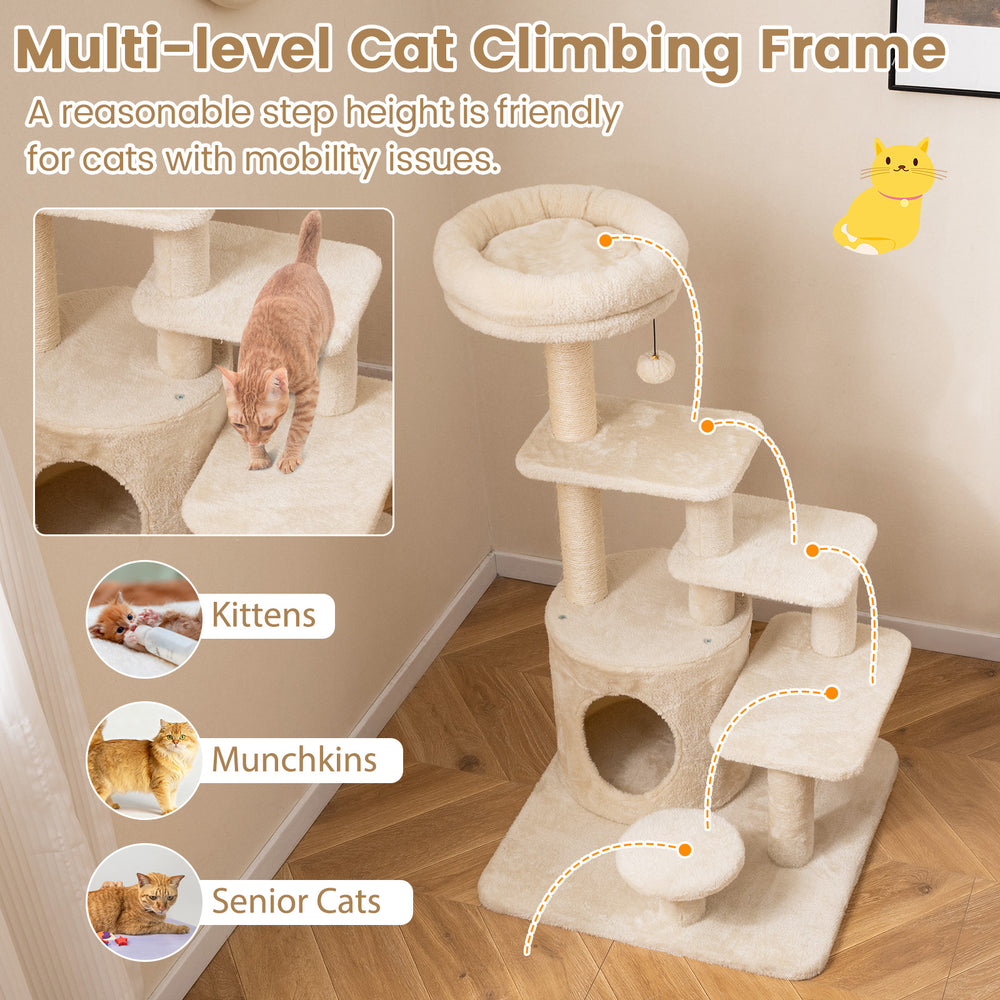 40 Inch Multi-level Cat Tower with Condo and Dangling Jingle Ball Cat Tree - view 7