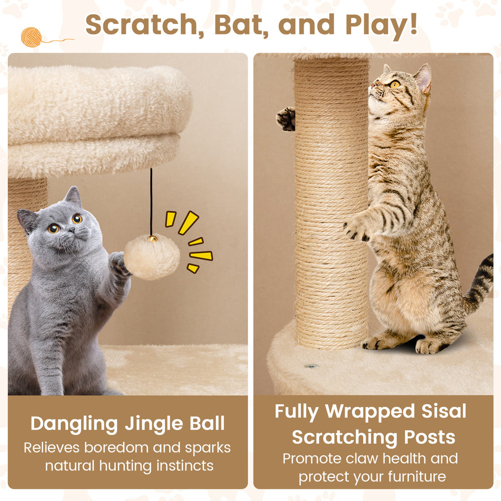 40 Inch Multi-level Cat Tower with Condo and Dangling Jingle Ball Cat Tree - view 8
