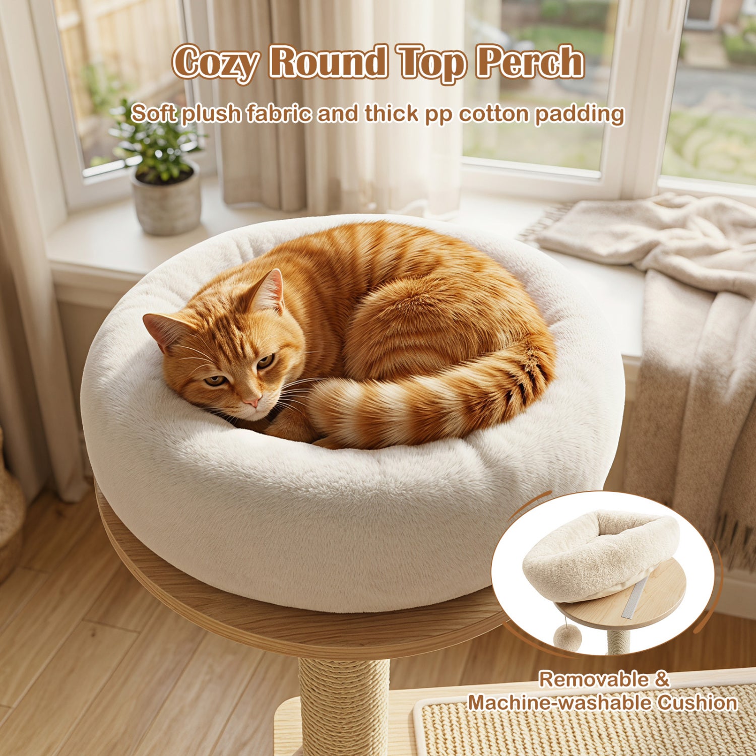 40" Solid Wood Cat Tree with Space Capsule & Sisal Posts and Scratching Board - view 6