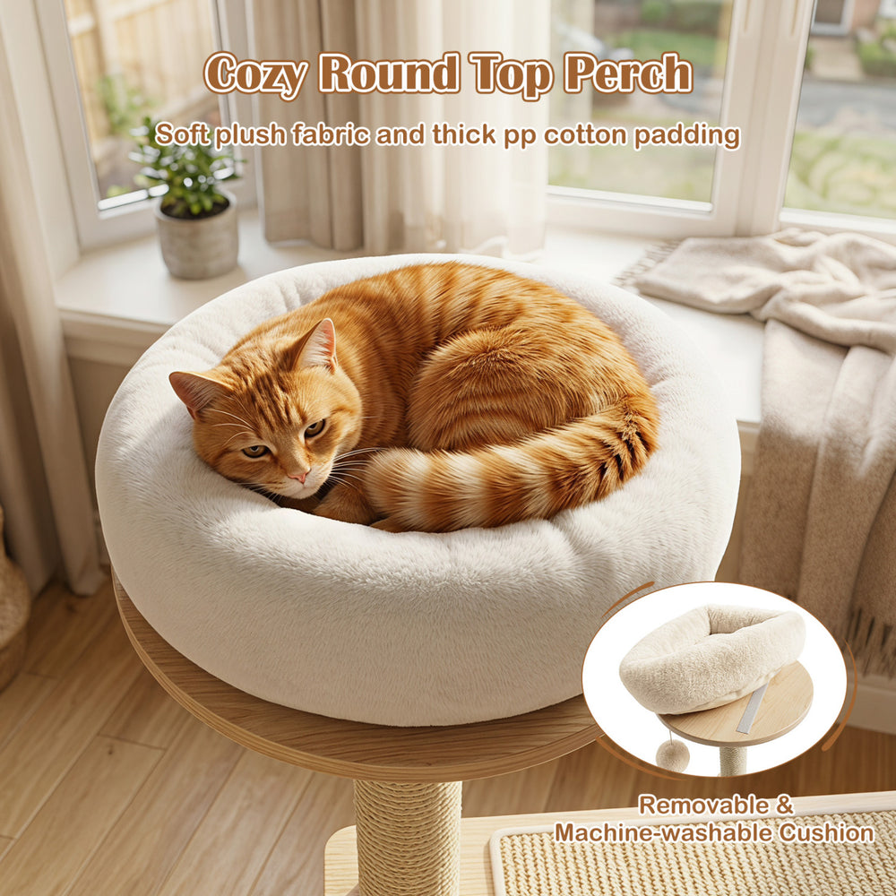 40" Solid Wood Cat Tree with Space Capsule & Sisal Posts and Scratching Board - view 6