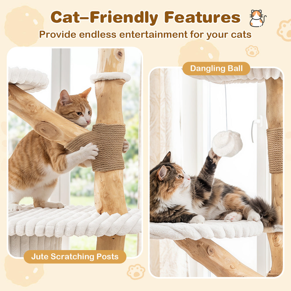 41 Inch Tall Modern Cat Tower with Real Wood Branches Scratching Posts - view 8