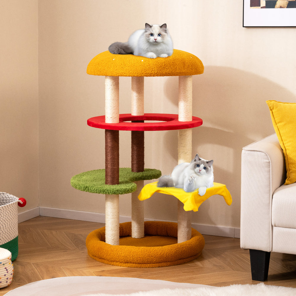 42 Inch Tall Modern Cat Tree Multi-Level with Padded Perch and Cat Bed - view 2
