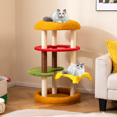 42 Inch Tall Modern Cat Tree Multi-Level with Padded Perch and Cat Bed - view 2