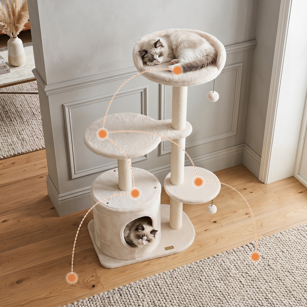 43" Cat Tree for Indoor Cats with Comfy Plush Perches and Sisal Scratching Posts - view 7