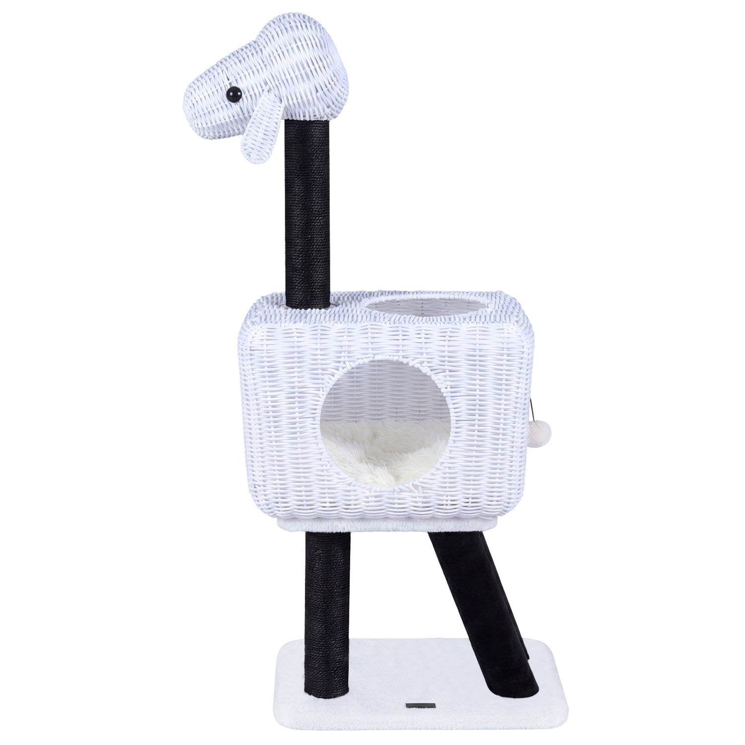 43-Inch Lamb-Shaped Cat Tower with 2-Door Rattan Condo for Indoor Kittens Cat - view 3