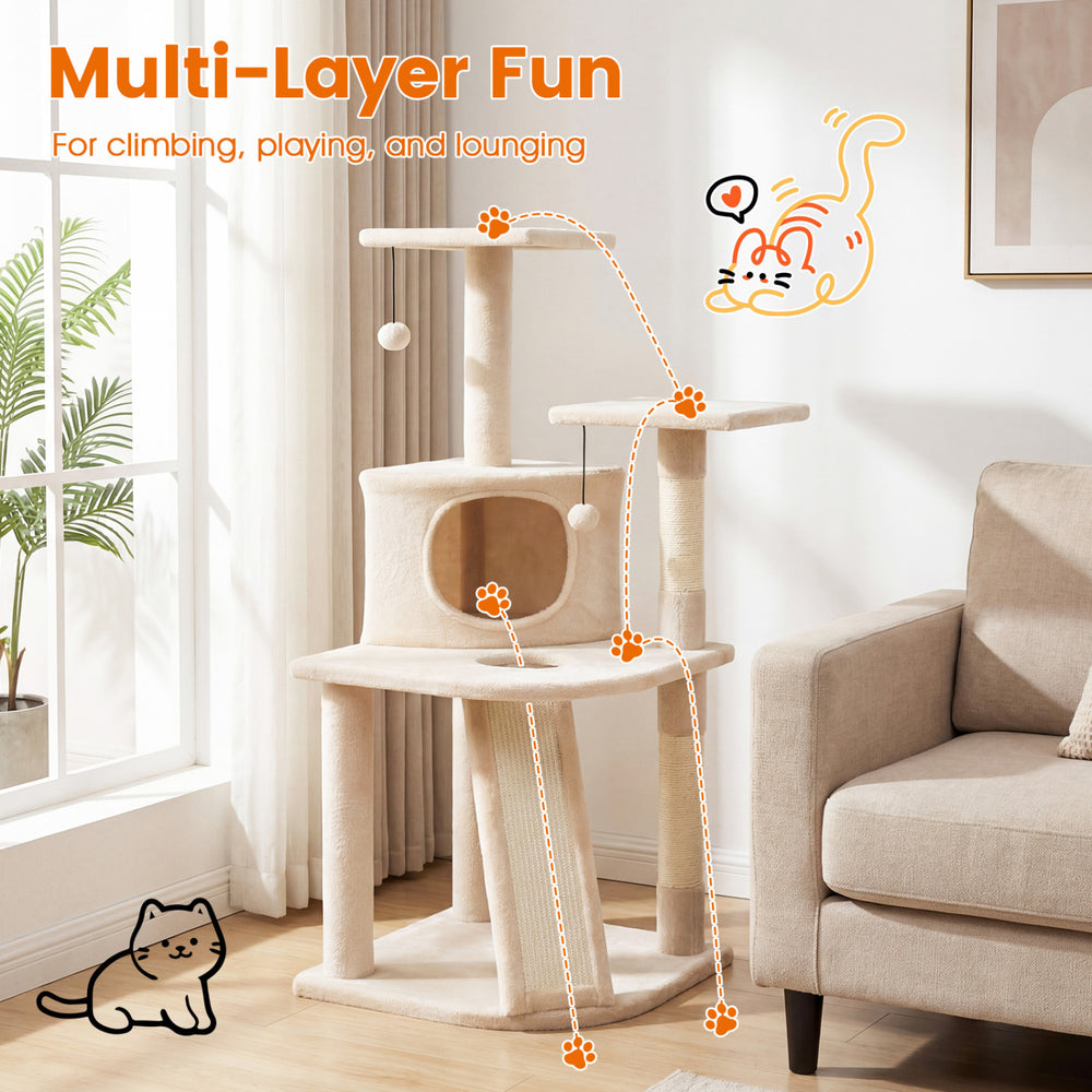 44 Inch Tall Kitten Tower with Condo and 2 Plush Perches Cat Tree - view 6