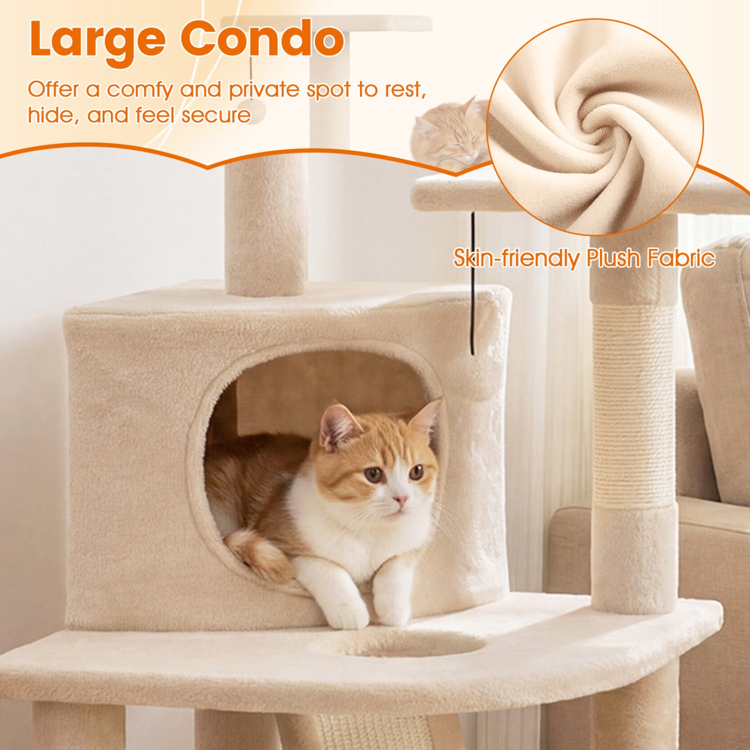 44 Inch Tall Kitten Tower with Condo and 2 Plush Perches Cat Tree - view 8