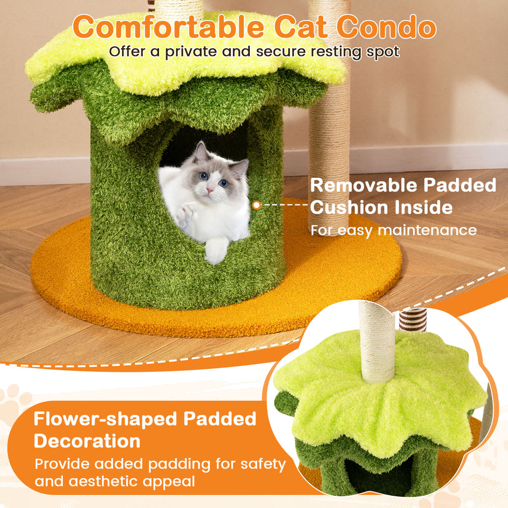46 Inch Tall Cat Tree Multi-Level with Padded Perch and Hanging Basket Bed - view 8