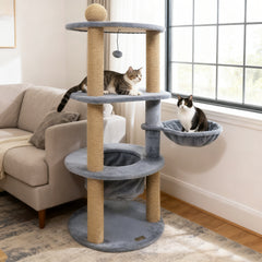 47 Inches Tall Cat Tower with Cat Nest and Scratching Posts Cat Tree - view 2