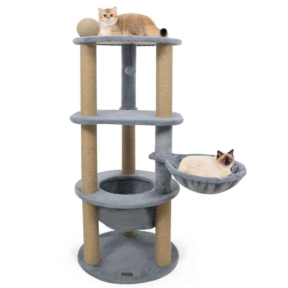 47 Inches Tall Cat Tower with Cat Nest and Scratching Posts Cat Tree