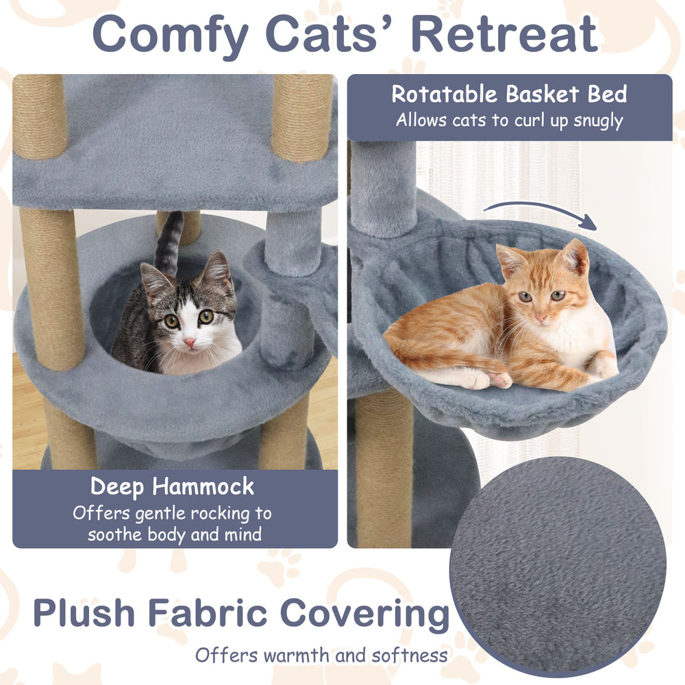 47 Inches Tall Cat Tower with Cat Nest and Scratching Posts Cat Tree - view 7