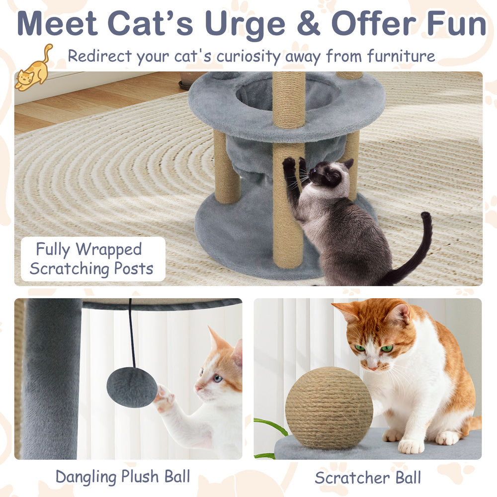 47 Inches Tall Cat Tower with Cat Nest and Scratching Posts Cat Tree - view 8