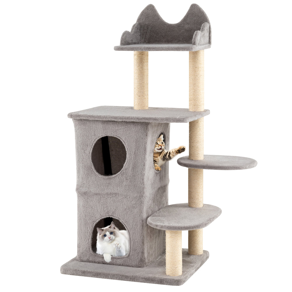 48.5 inch Cat Tree with 2-story Condo and 3 Hideaway Caves for Large Cats