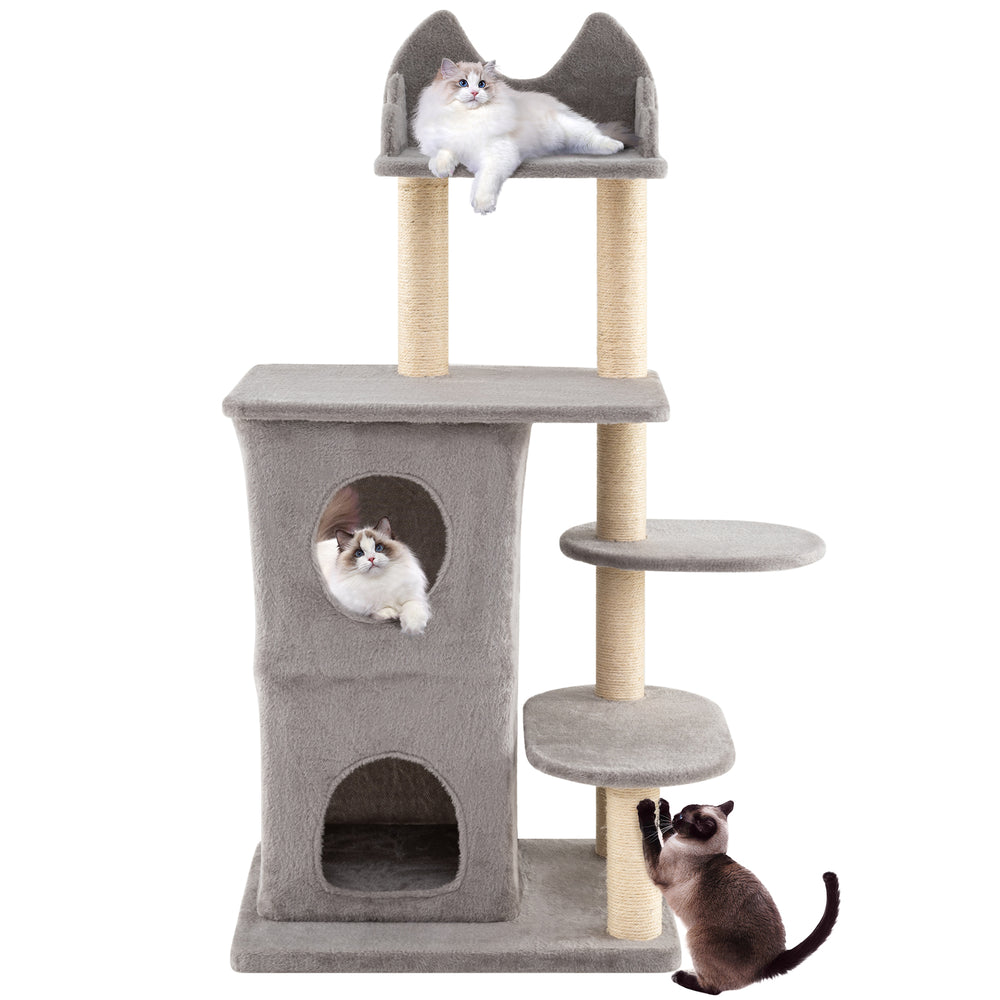 48.5 inch Cat Tree with 2-story Condo and 3 Hideaway Caves for Large Cats - view 4