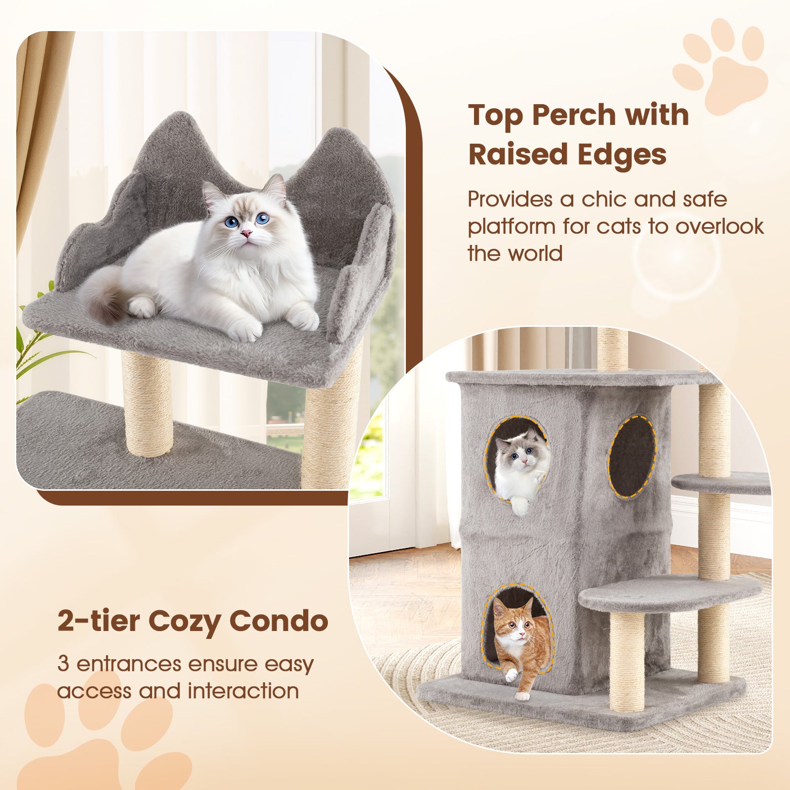48.5 inch Cat Tree with 2-story Condo and 3 Hideaway Caves for Large Cats - view 7