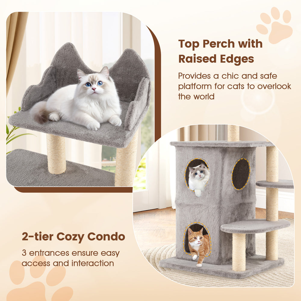 48.5 inch Cat Tree with 2-story Condo and 3 Hideaway Caves for Large Cats - view 7