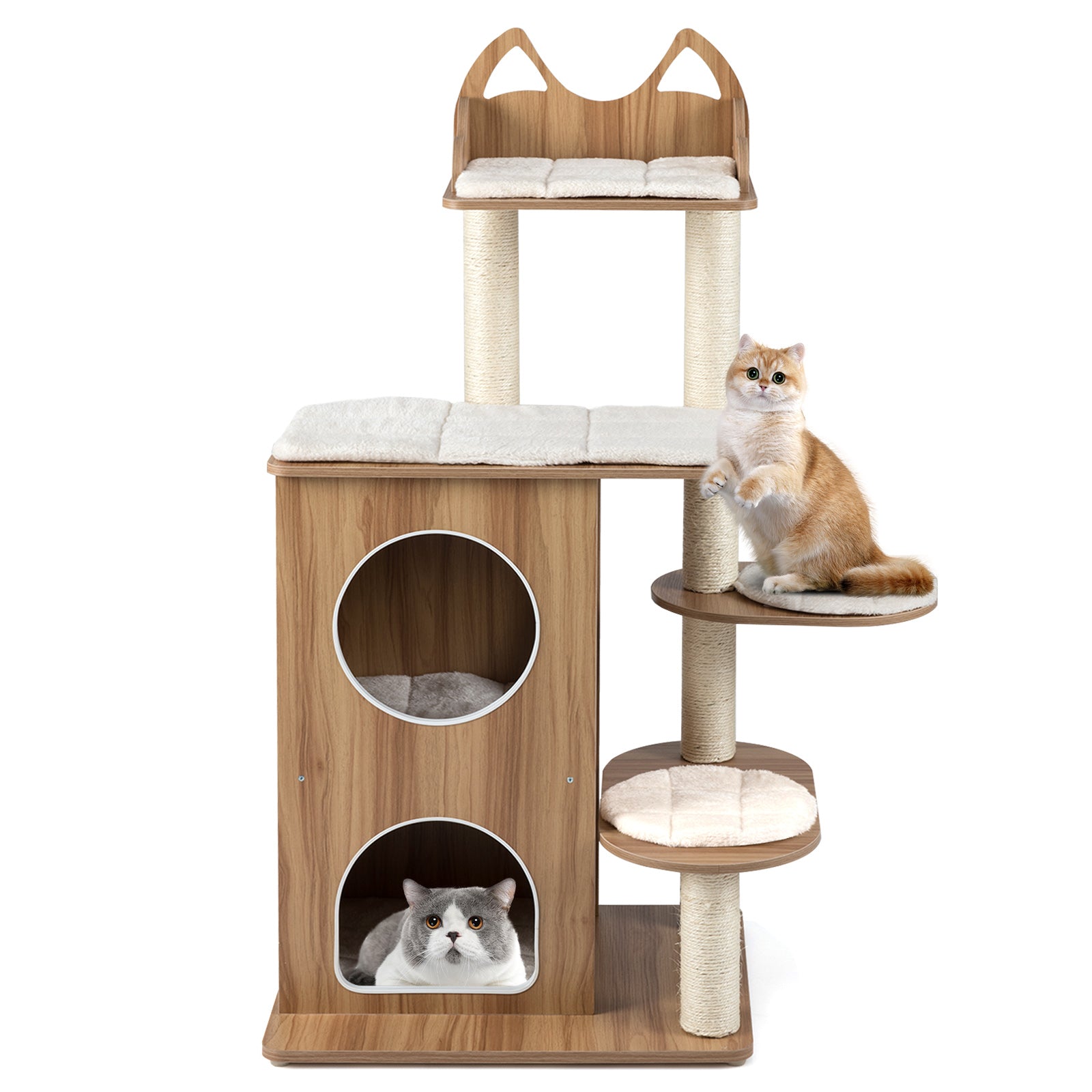 48 Inch Wooden Cat Tree with 2-Floor Condo and Washable Cushions - view 4