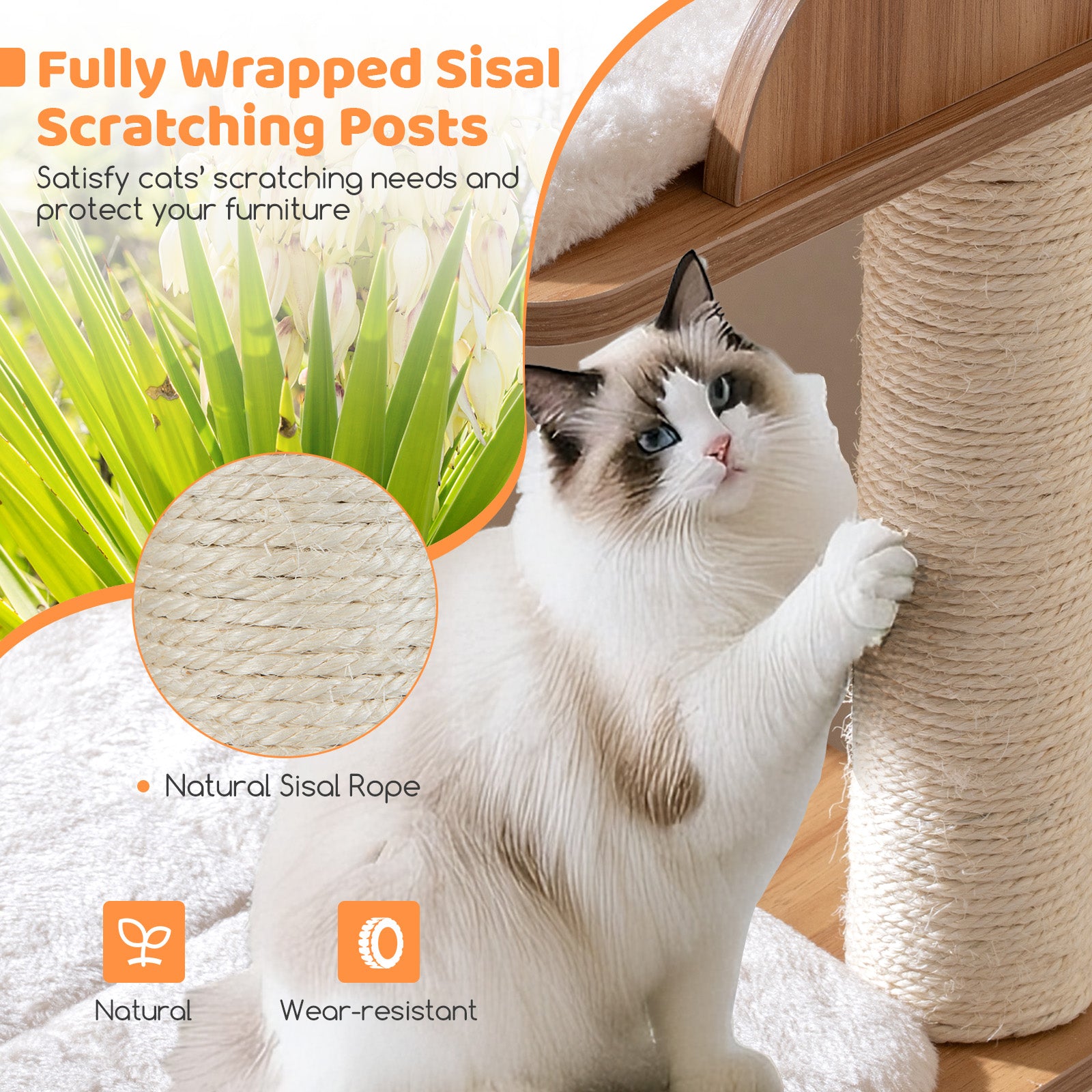 48 Inch Wooden Cat Tree with 2-Floor Condo and Washable Cushions - view 8