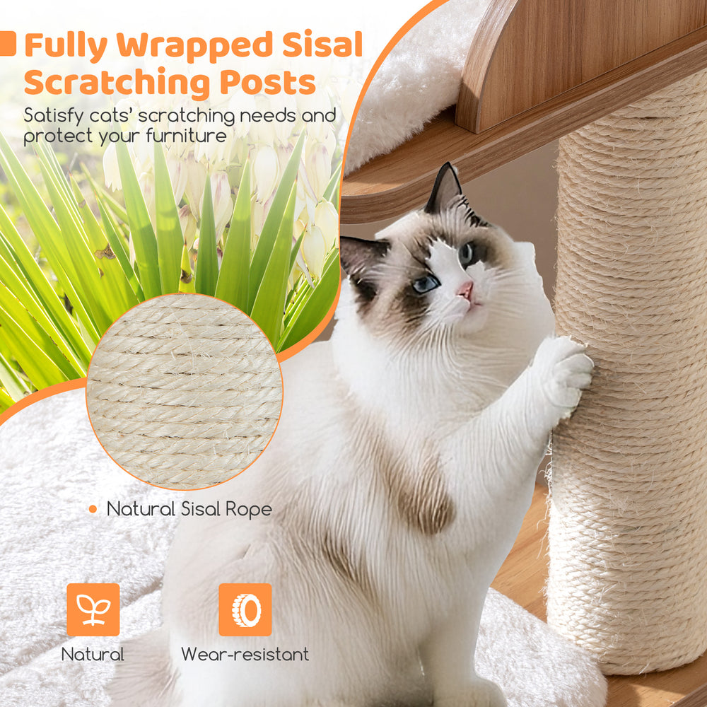 48 Inch Wooden Cat Tree with 2-Floor Condo and Washable Cushions - view 8