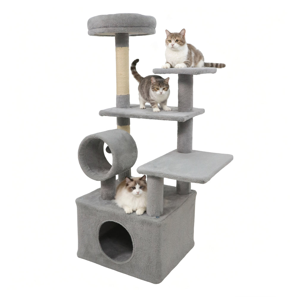 48 Inches Tall Cat Tree Multi-Level Kitten Tower with Large Condo Padded Top - view 4