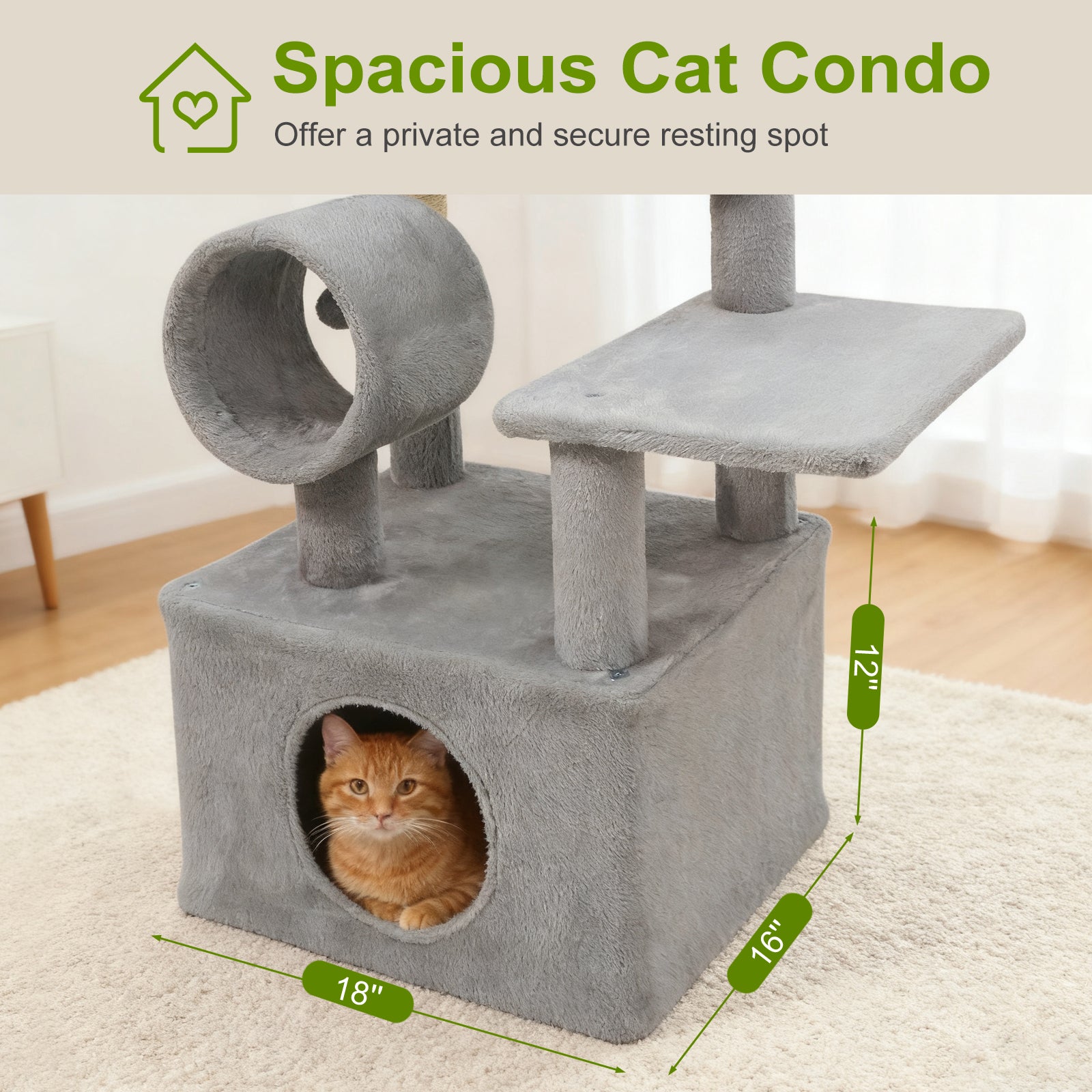48 Inches Tall Cat Tree Multi-Level Kitten Tower with Large Condo Padded Top - view 6