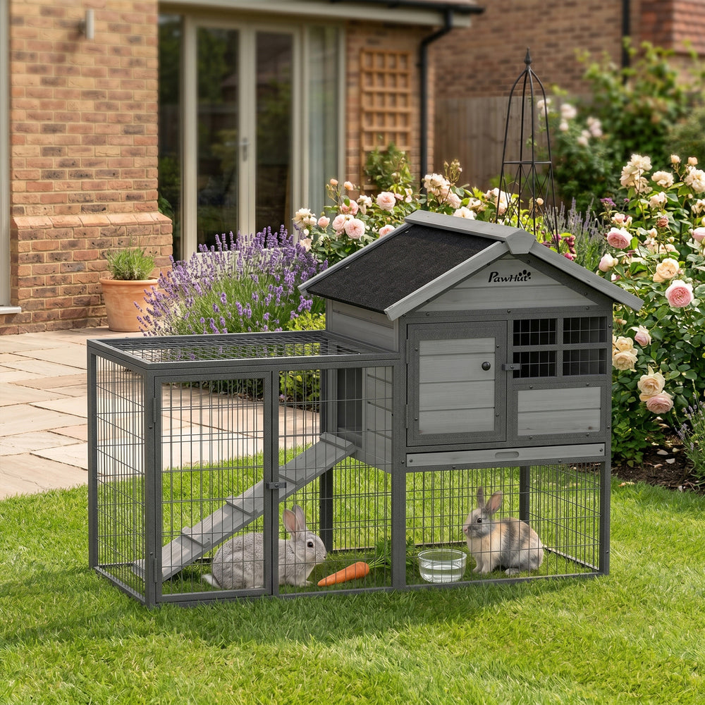 Rabbit Hutch Outdoor, 48"L Large Wooden Bunny Cage with Run - view 7