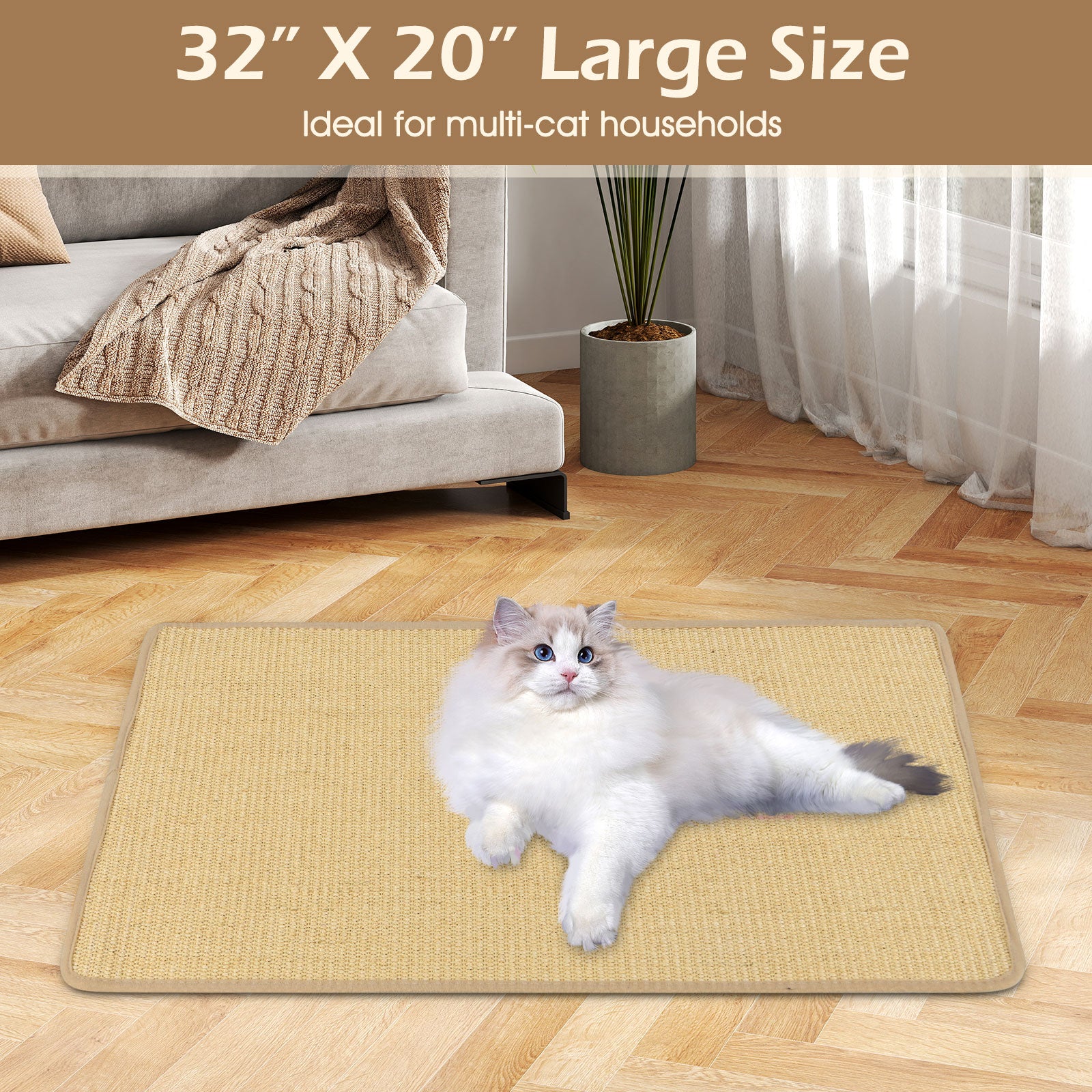 4 Pieces Cat Scratcher Mat Set 32 x 20 Inch Pads for Cats Cat Tree - view 6