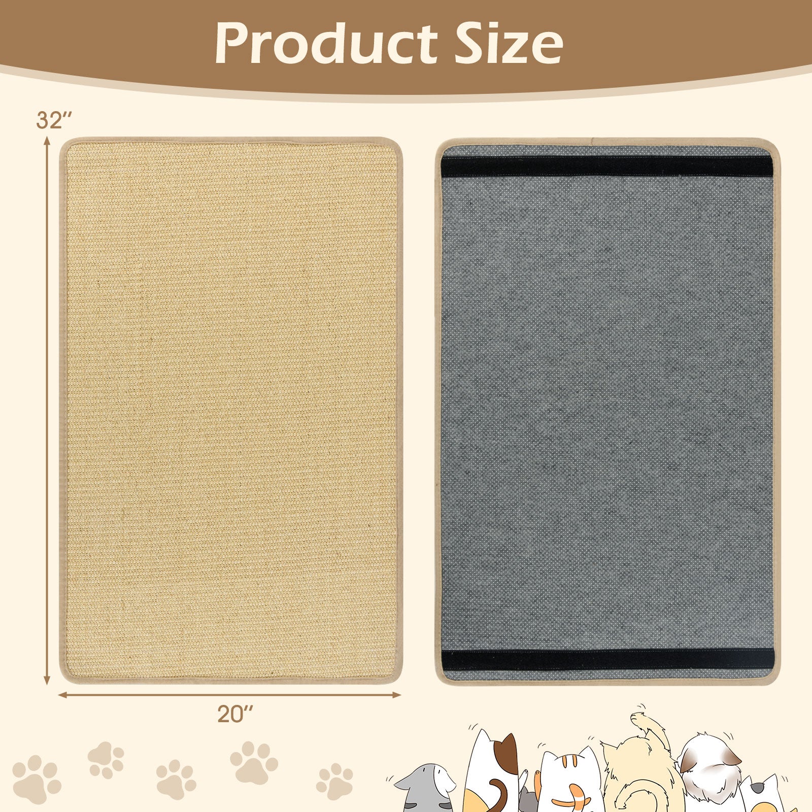4 Pieces Cat Scratcher Mat Set 32 x 20 Inch Pads for Cats Cat Tree - view 5