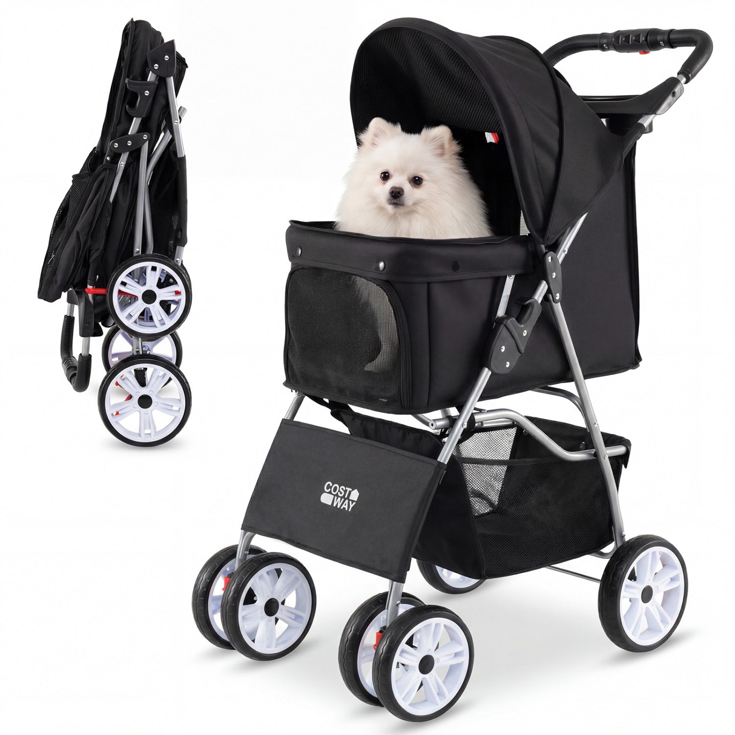 4 Wheel Pet Stroller for Small Dogs Cats up to 33 LBS
