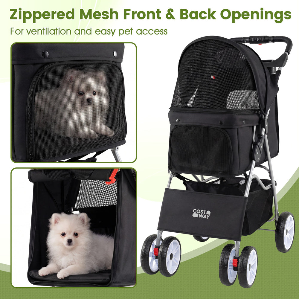 4 Wheel Pet Stroller for Small Dogs Cats up to 33 LBS - view 5
