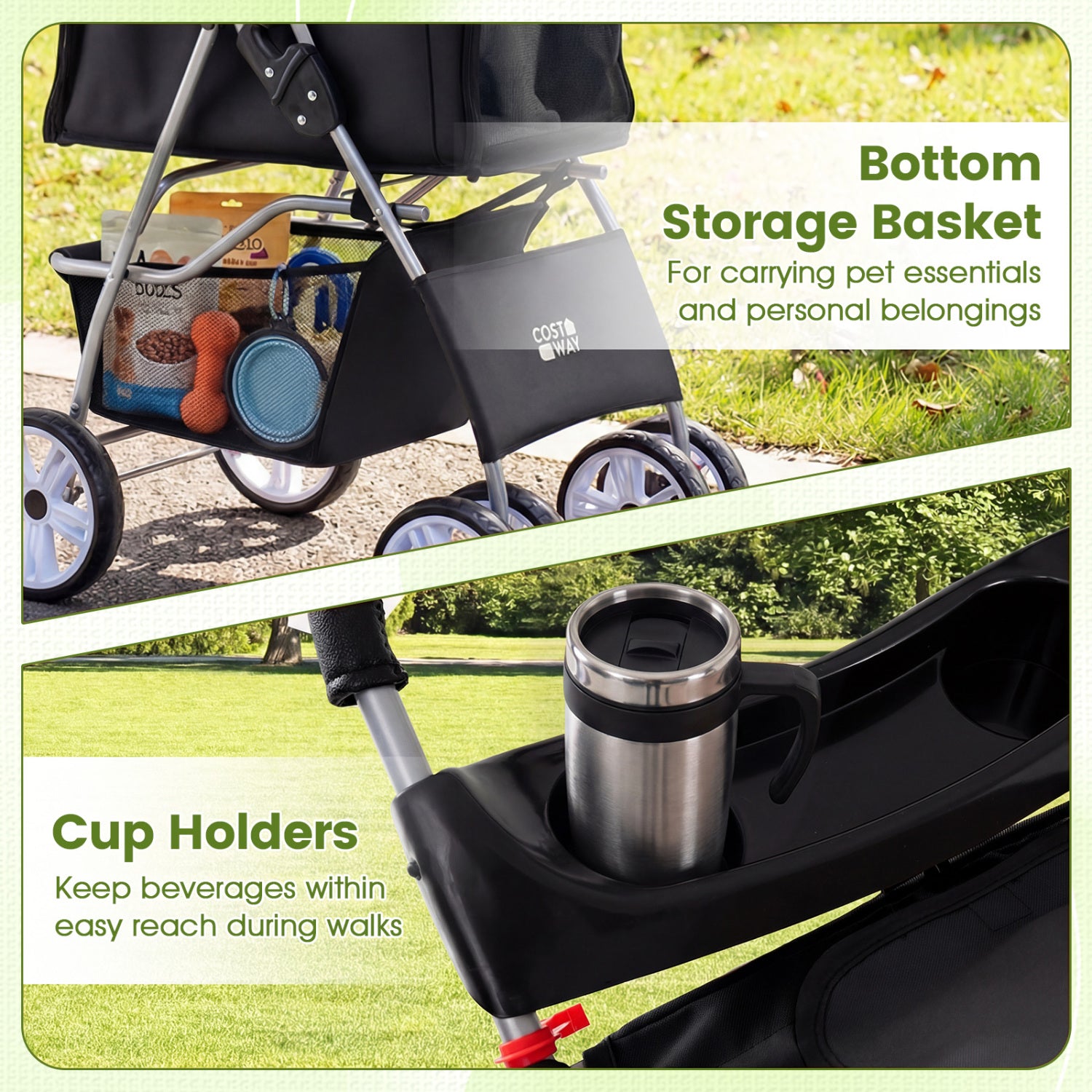 4 Wheel Pet Stroller for Small Dogs Cats up to 33 LBS - view 7