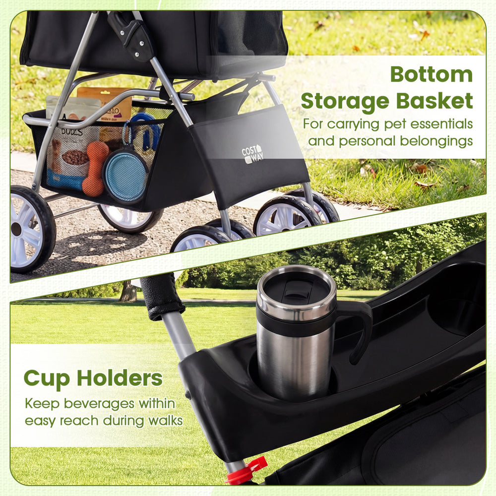 4 Wheel Pet Stroller for Small Dogs Cats up to 33 LBS - view 7