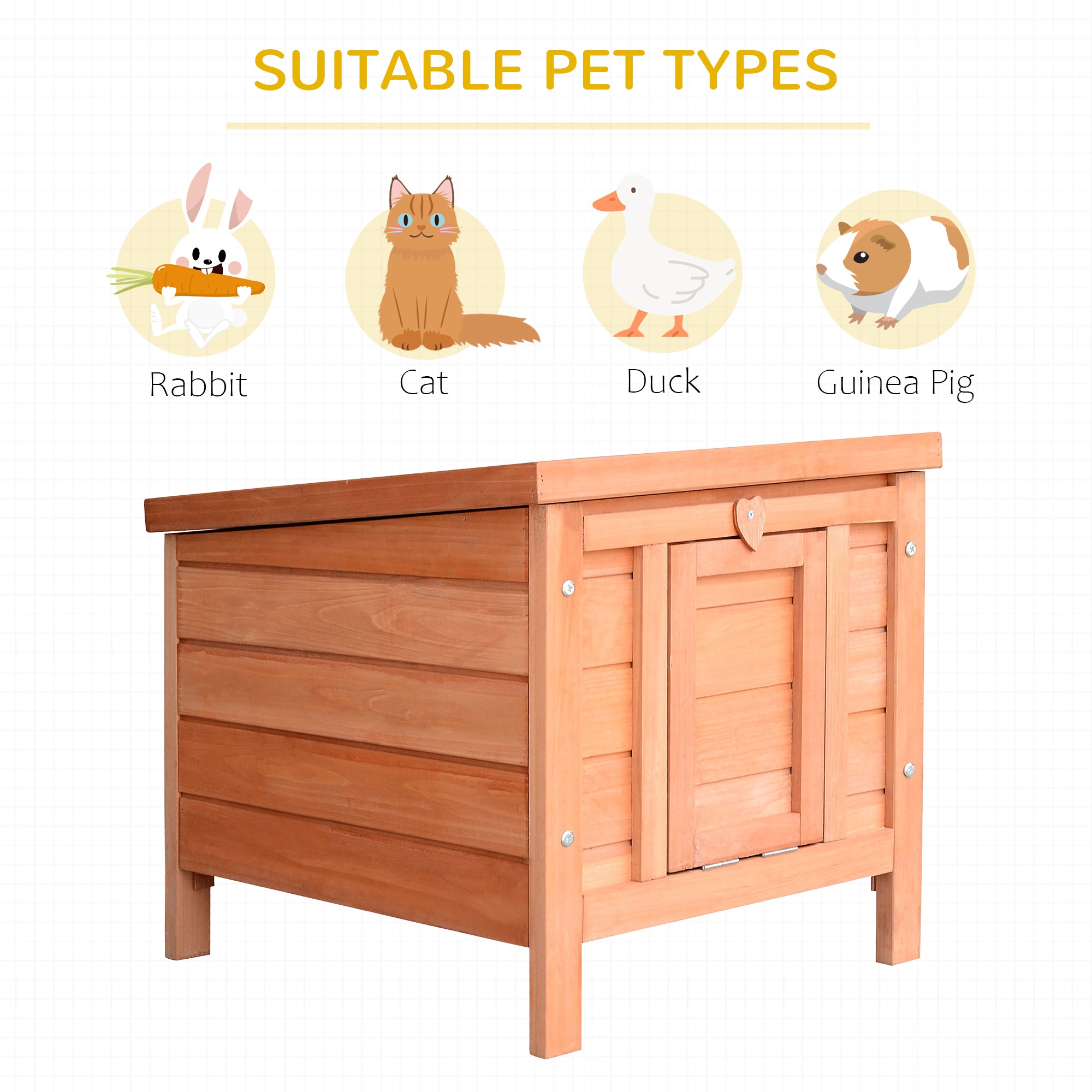 Wooden Rabbit Hutch, Bunny Cage with Waterproof & Openable Asphalt Roof - view 3