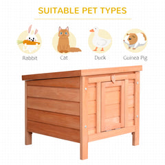 Wooden Rabbit Hutch, Bunny Cage with Waterproof & Openable Asphalt Roof - view 3